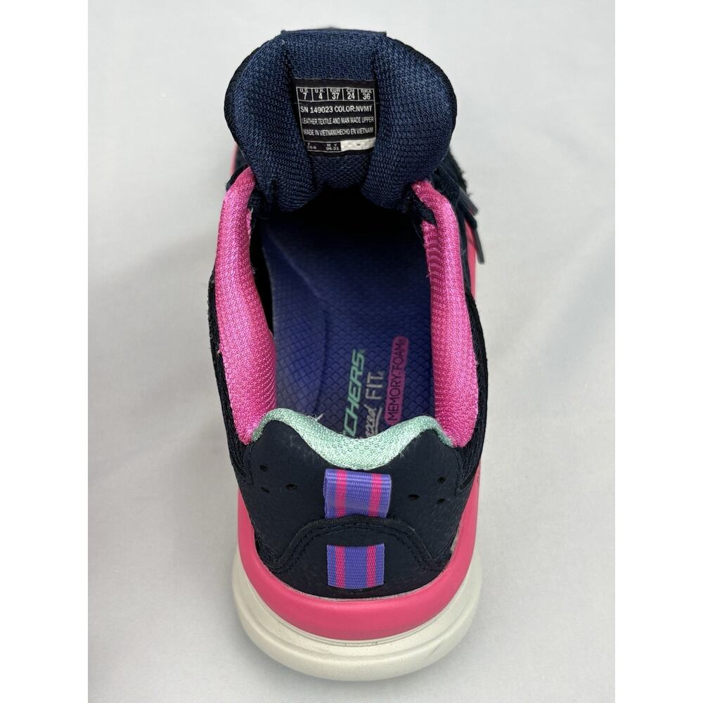 SKECHERS D'LUX WALKER Infinite Motion Mesh Shoes Navy Blue Pink Womens Size US 7 - Picture 14 of 16